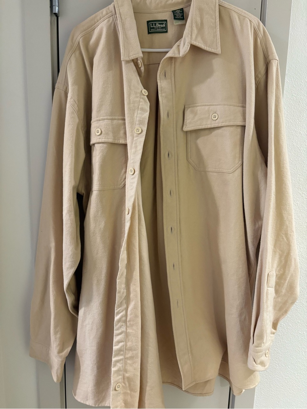 L.L. Bean Men's Light Beige Button-Down Shirt Jacket